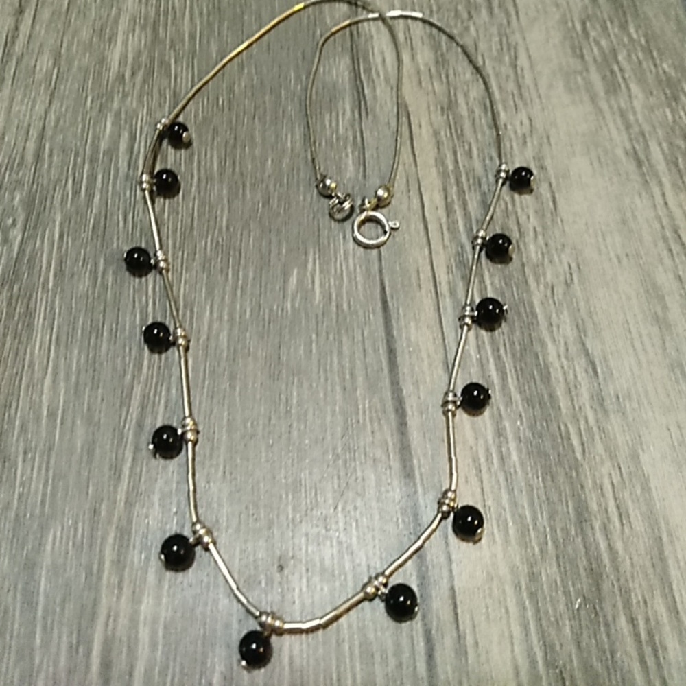 Dainty Onyx sterling silver necklace